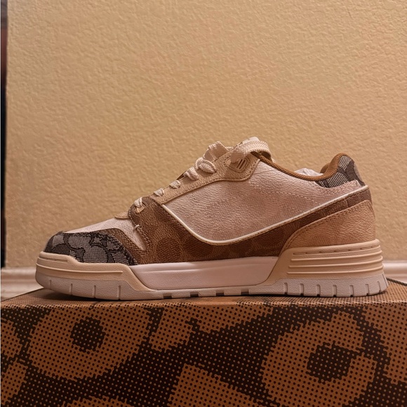 Coach Soho Signature Sneakers in Cream and Brown - Picture 2 of 3